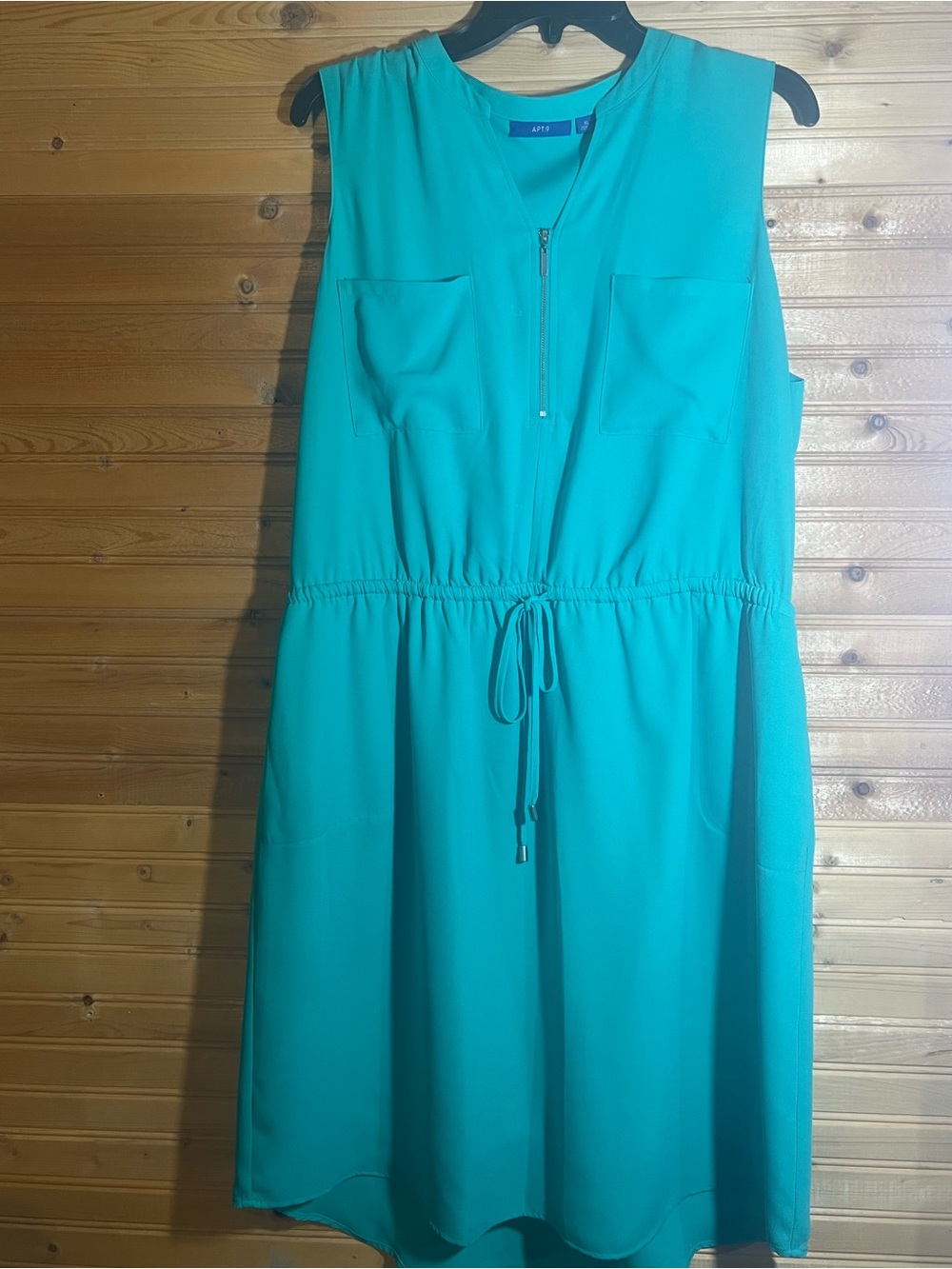 Apt. 9 Sleeveless Teal Drawstring Midi Dress with Front Zip